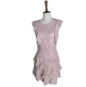 Parker Gabriel Floral Lace Combo Dress With Ruffled Frills 6 New With Tag